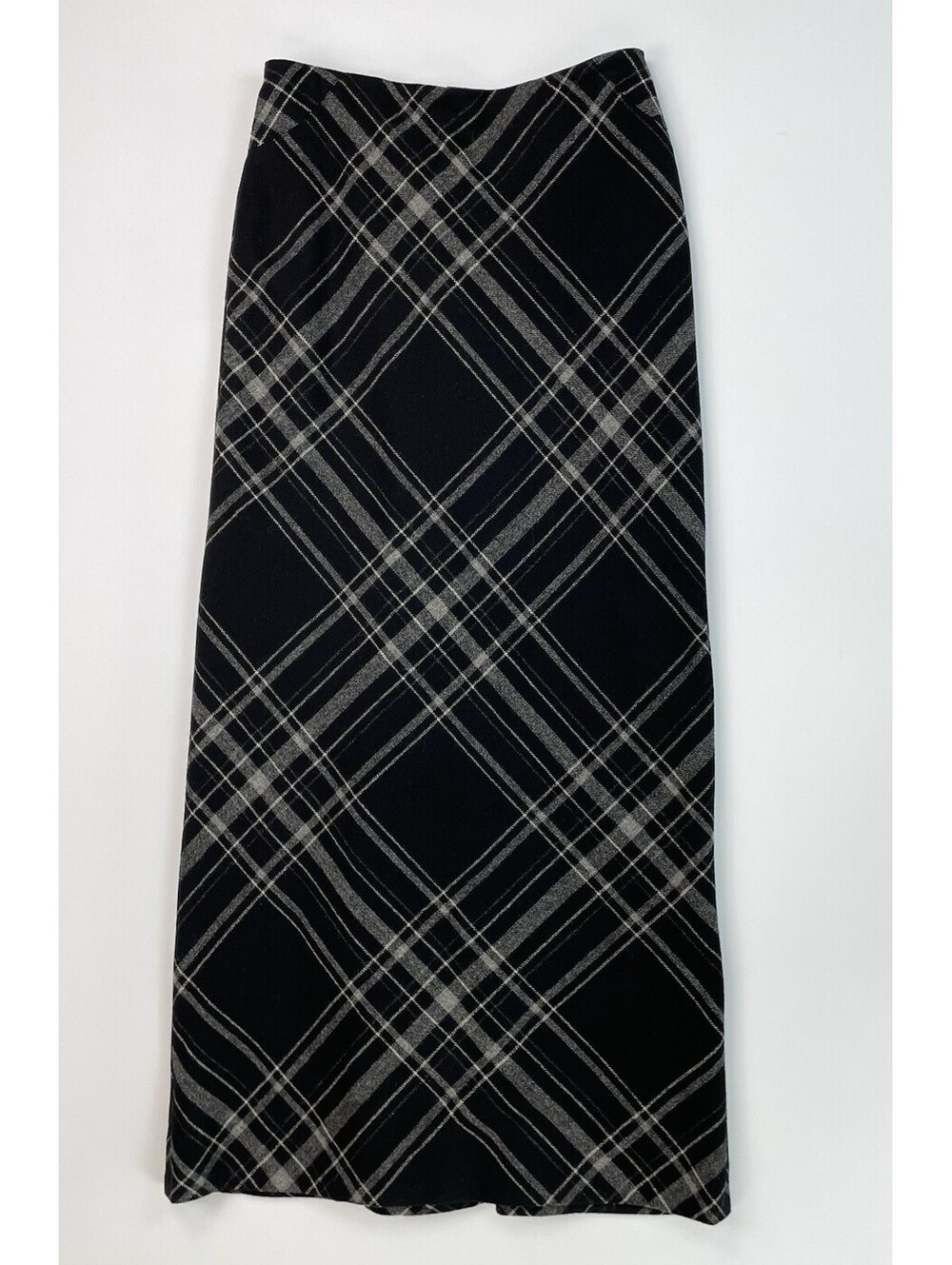 Vintage Express Plaid Maxi Skirt Grunge Dark Academia Wool Back Yoke JRS 3/4